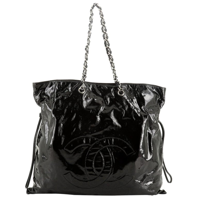 Chanel Black Patent Leather Bon Bon Crystal Logo Tote – Wopsters Closet