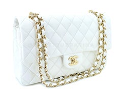 Chanel Bone Ivory White Caviar Medium Classic Double Flap Bag GHW 68641