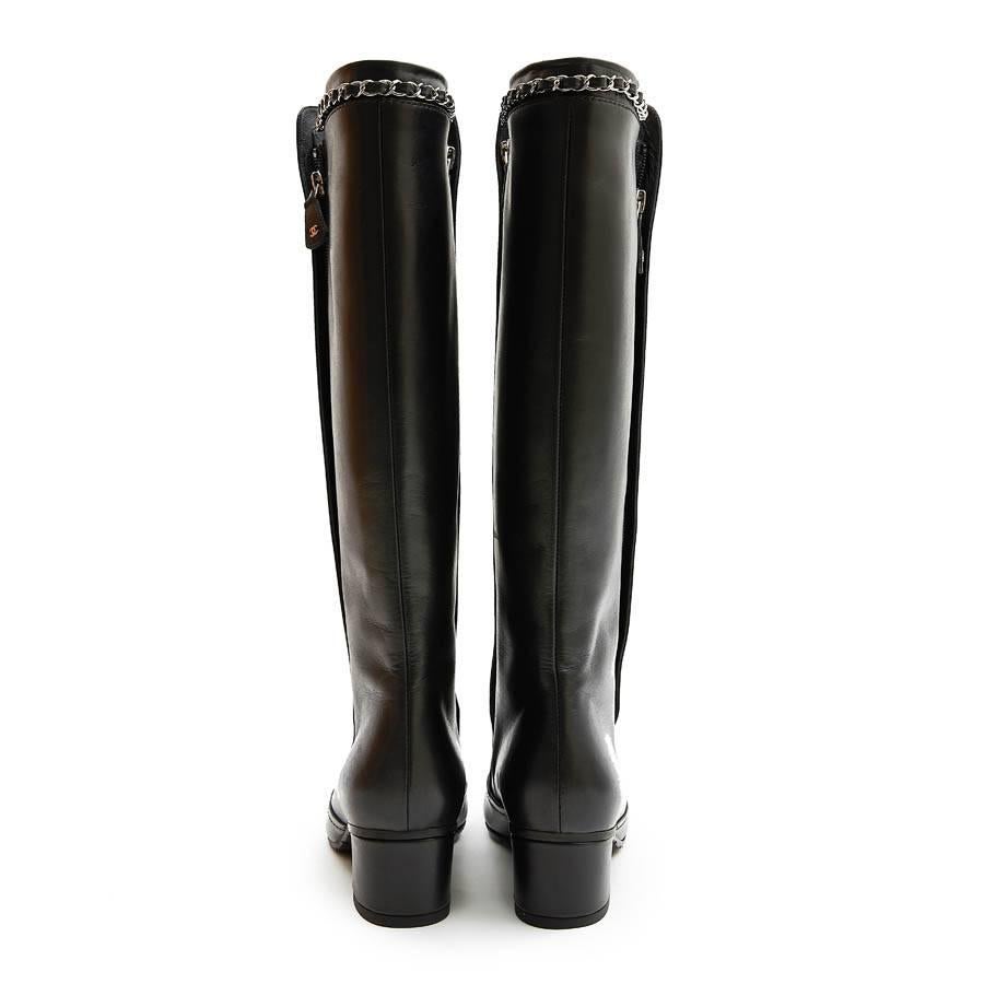 CHANEL Boots in Black Smooth Lamb Leather Size 37FR 3