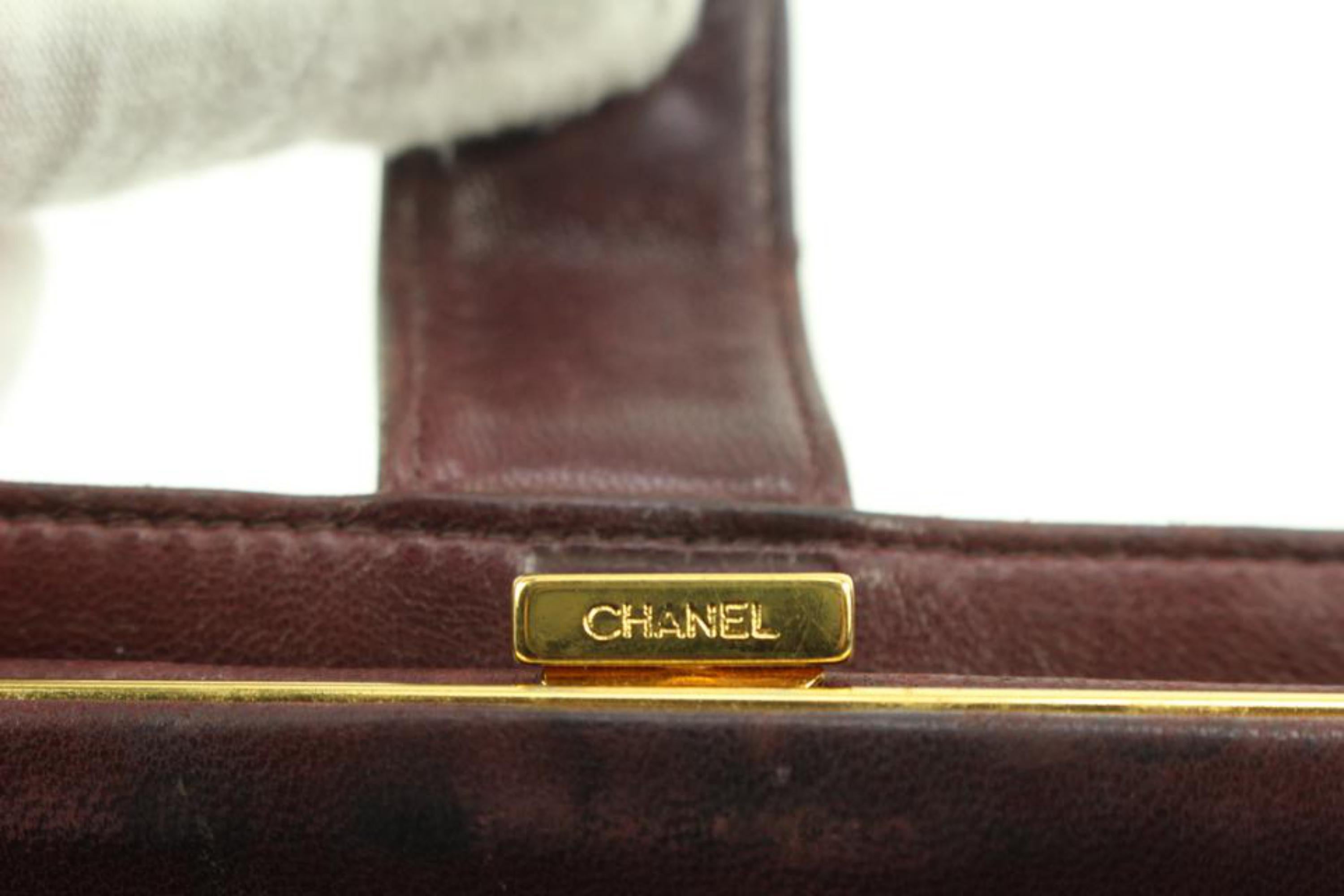 Chanel Bordeaux Caviar Leather CC Logo Long Bifold Flap Wallet 42ck224s For Sale 2