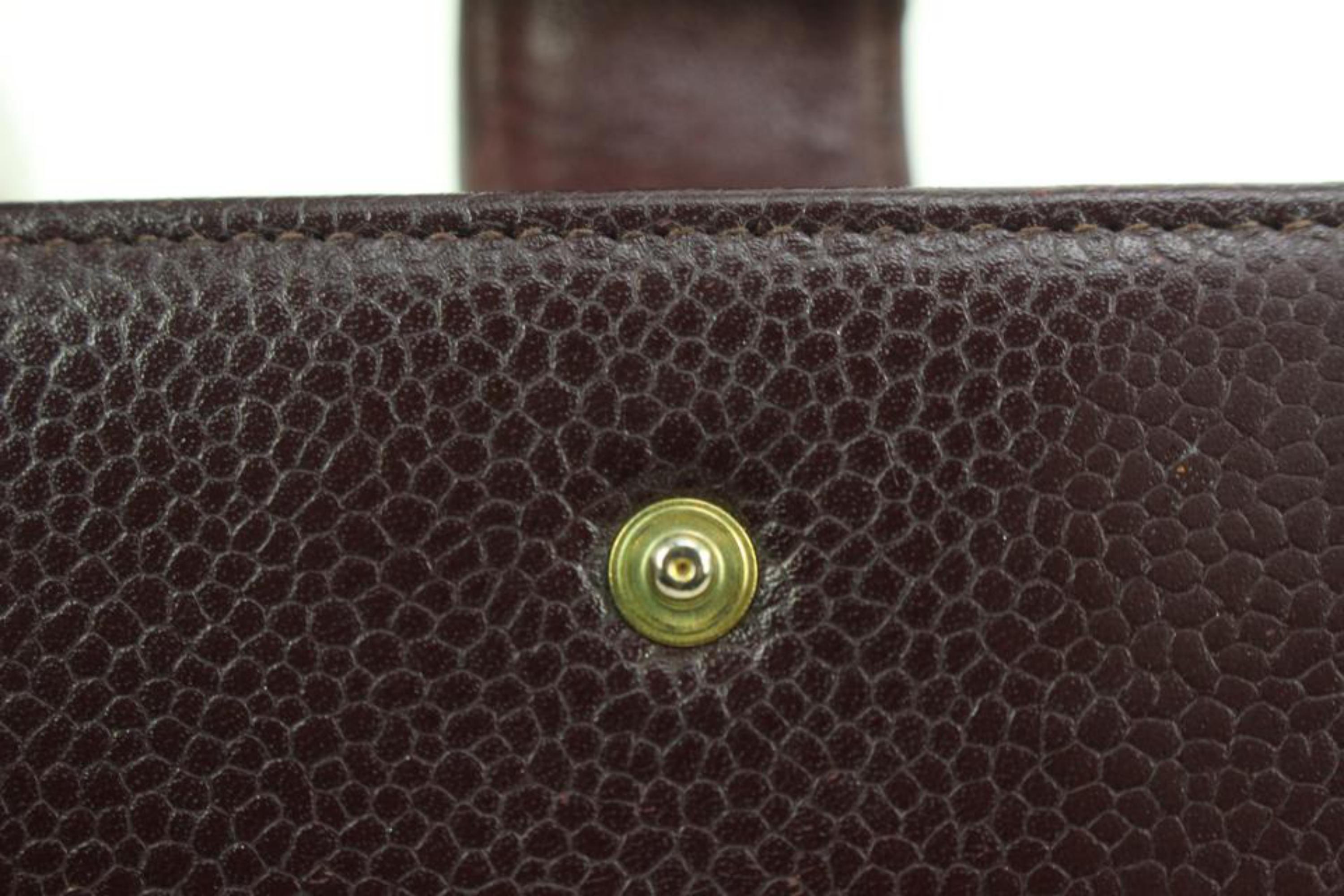Chanel - Portefeuille à rabat bifold en cuir caviar bordeaux avec logo CC, 42ck224 en vente 3