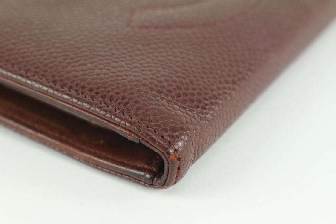 Chanel Bordeauxfarbene lange Brieftasche aus Leder mit CC-Logo 105c18 im Angebot 4
