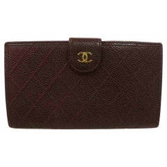 Chanel Bordeaux Caviar Leather Quilted Long CC Wallet  859257
