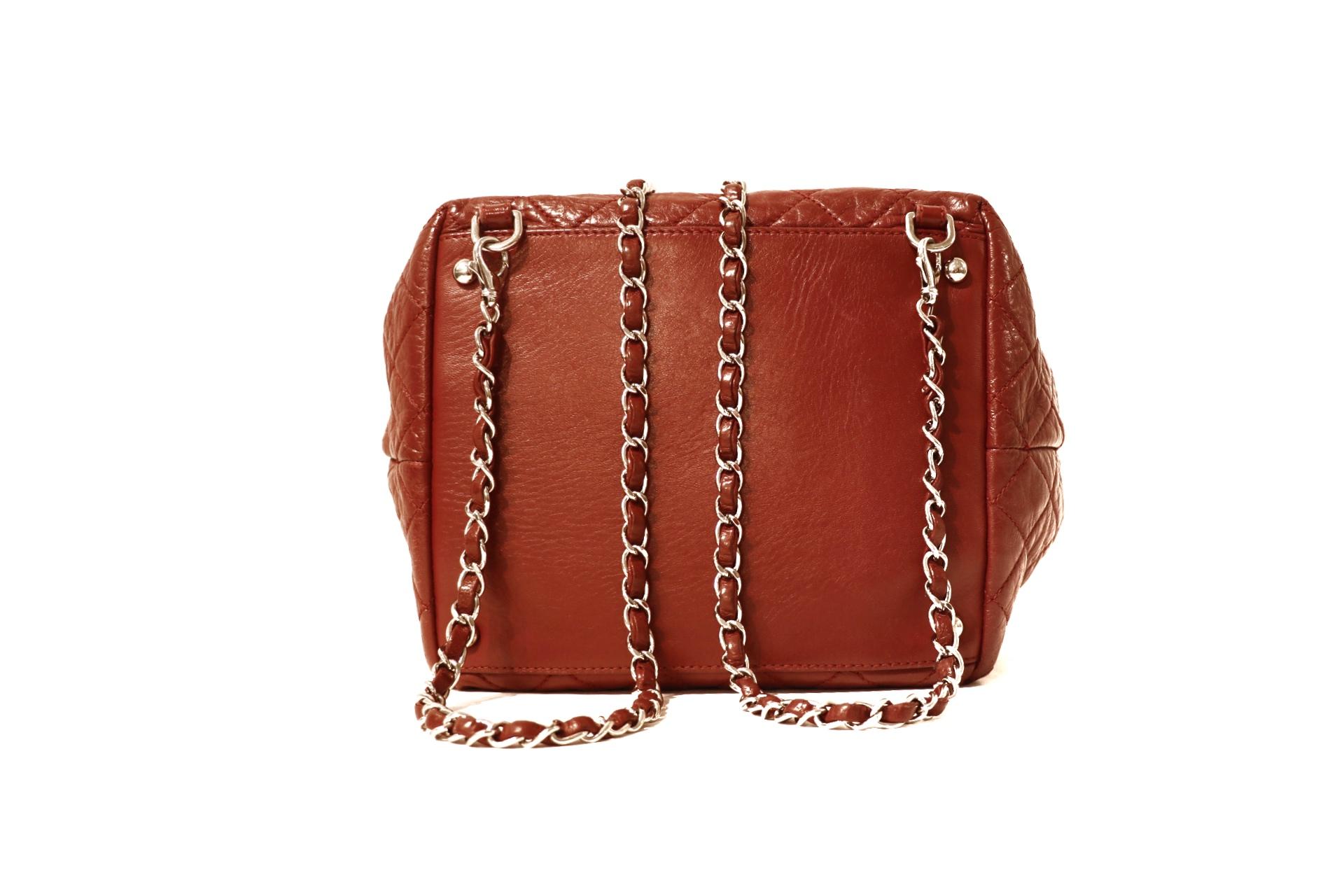 Brown Chanel Bordeaux Leather Backpack