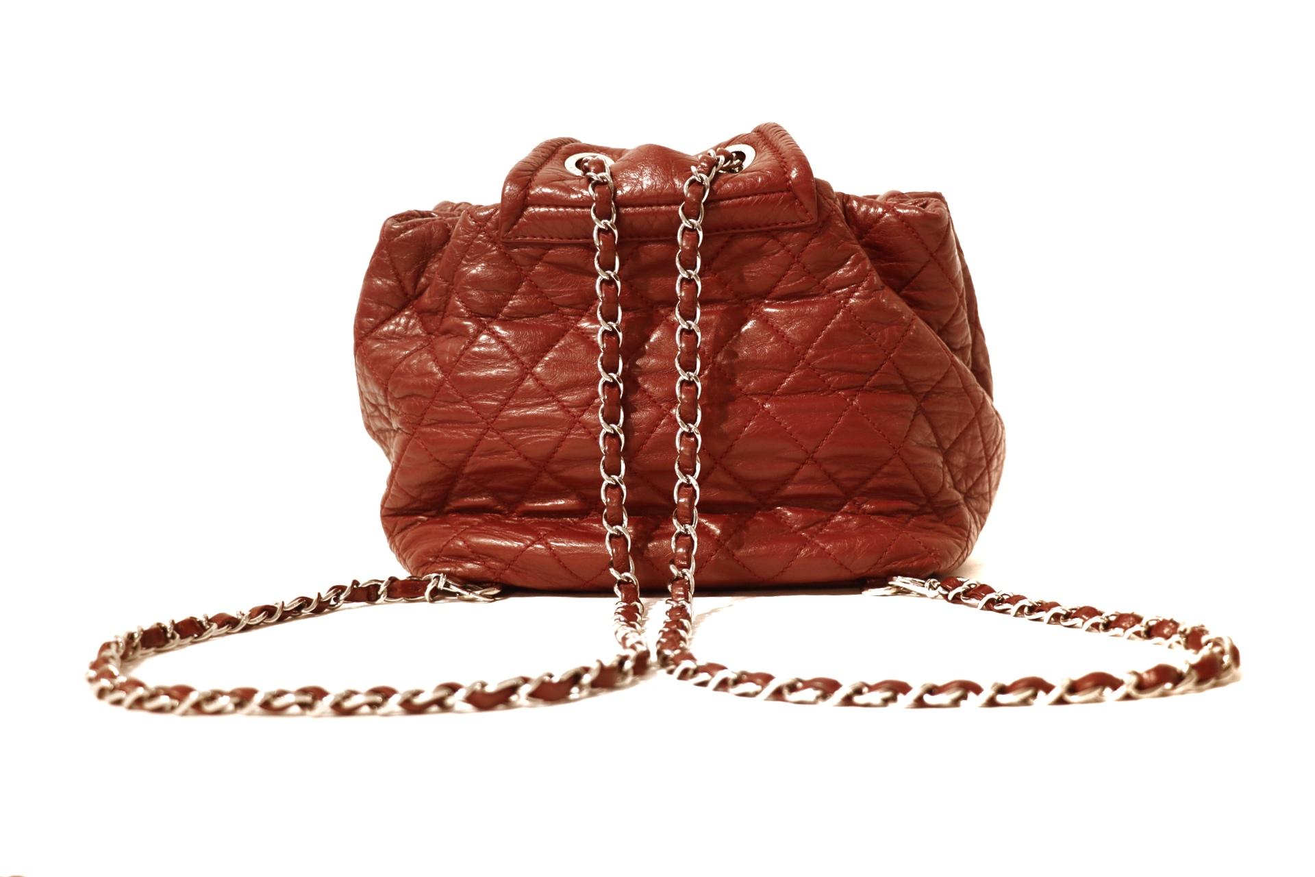 Chanel Bordeaux Leather Backpack In Excellent Condition In Palm Beach, FL