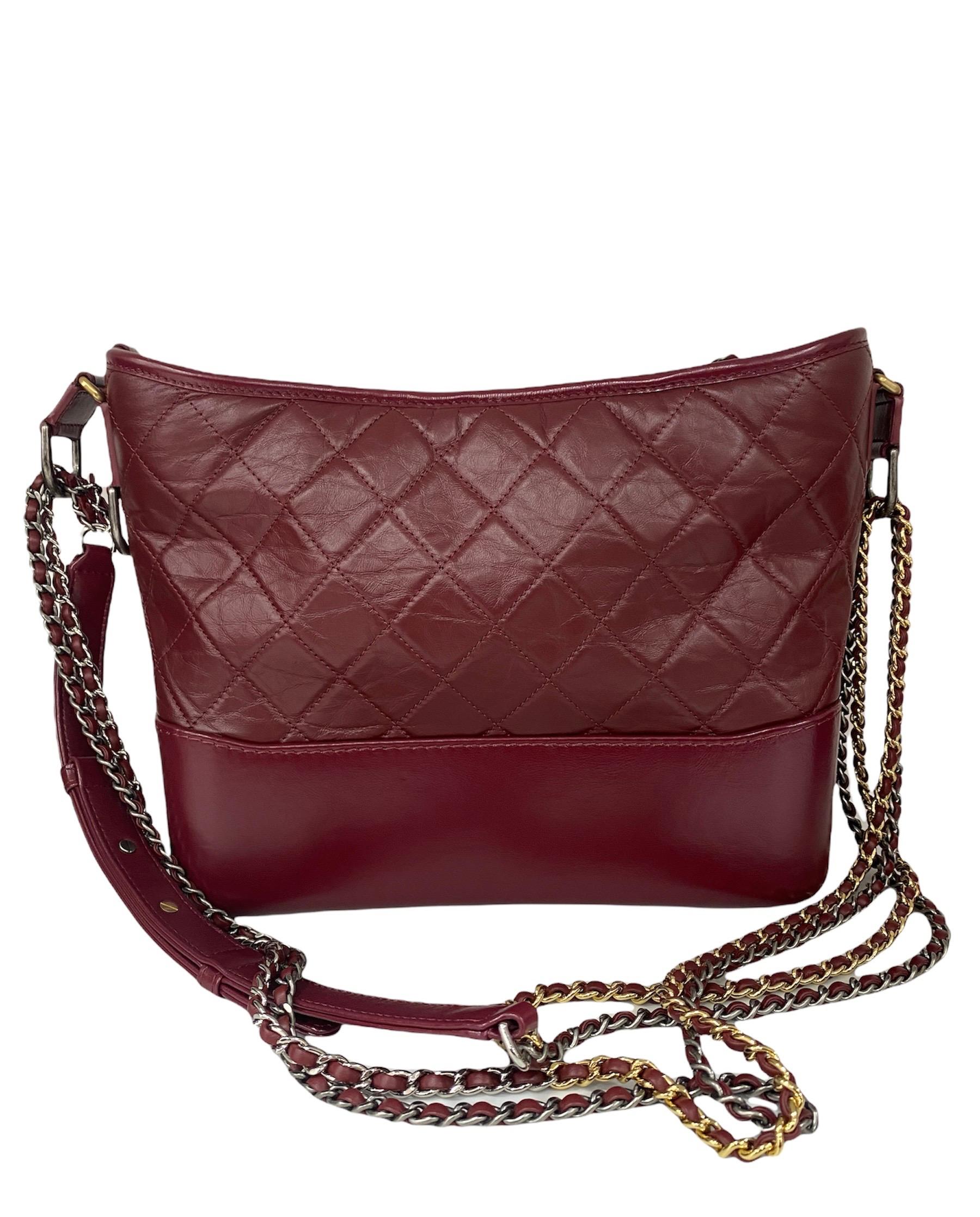 Brown Chanel Bordeaux Leather Gabrielle Bag For Sale