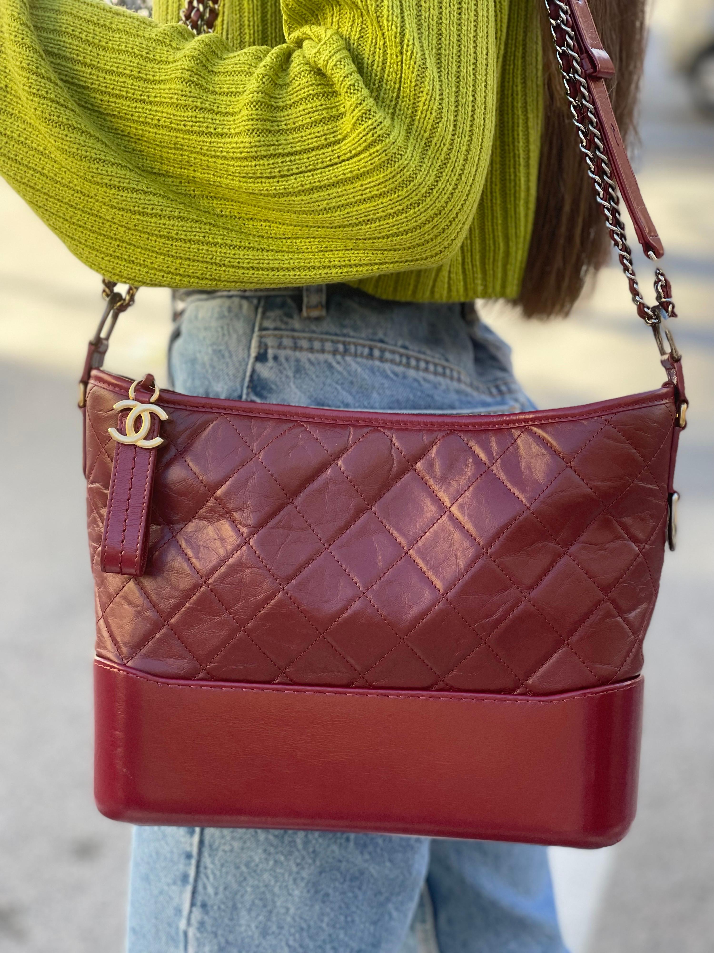 Chanel Bordeaux Leather Gabrielle Bag In New Condition For Sale In Torre Del Greco, IT