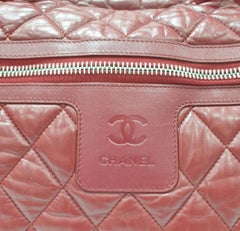 CHANEL Bordeaux Leather Matelasse Boston Bag