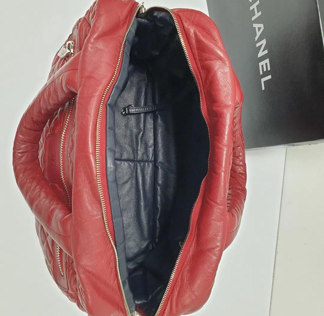 CHANEL Bordeaux Leather Matelasse Boston Bag  For Sale 2