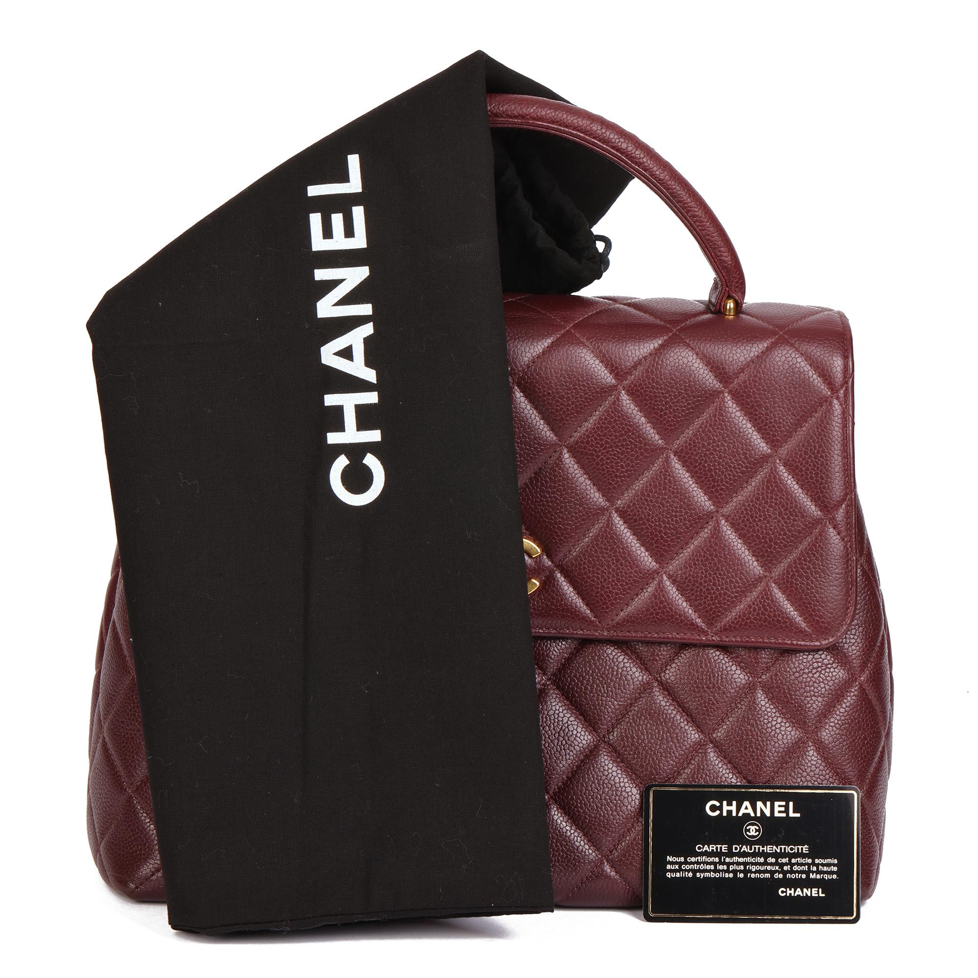 CHANEL Bordeaux Quilted Caviar Leather Vintage Classic Kelly For Sale 7