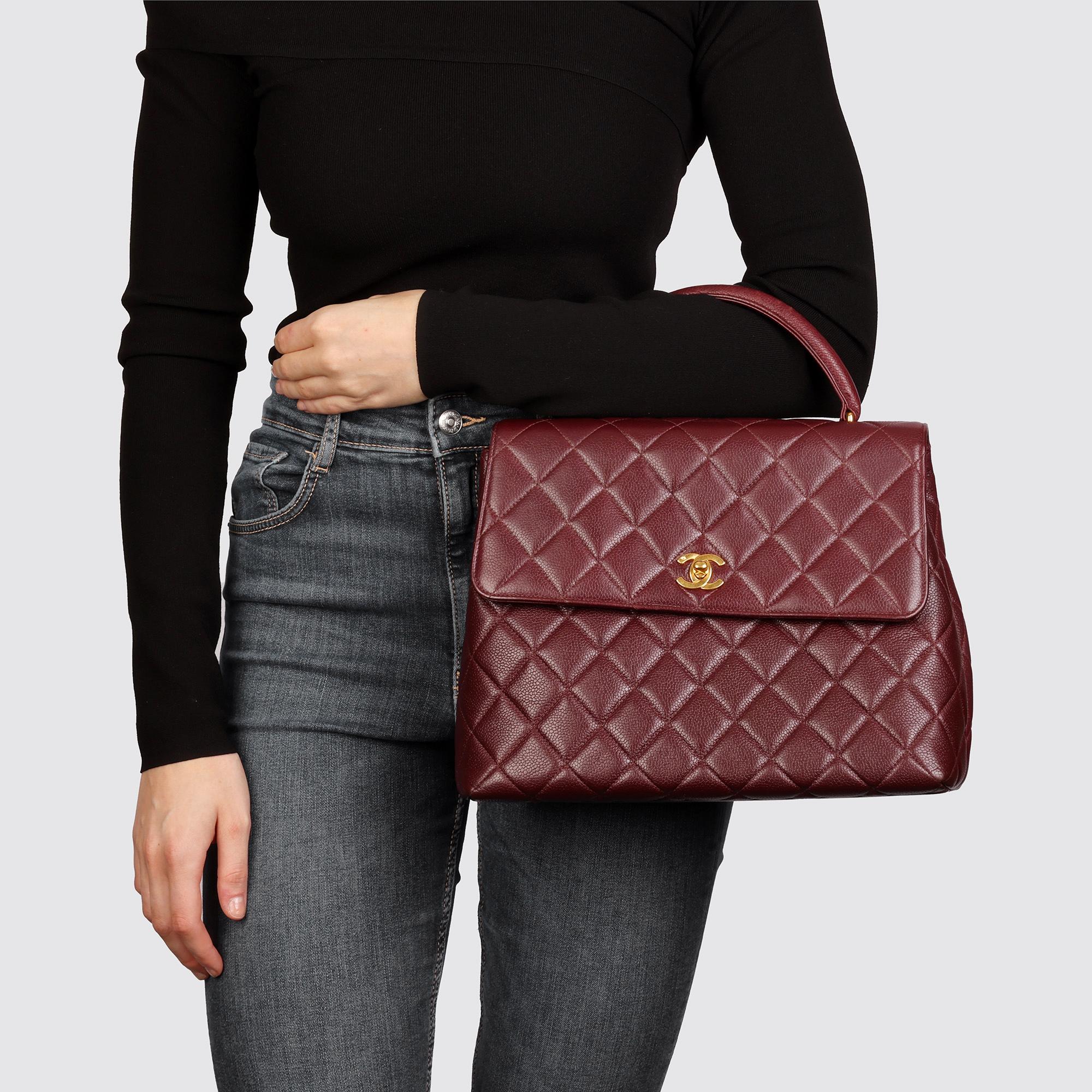 CHANEL Bordeaux Quilted Caviar Leather Vintage Classic Kelly For Sale 8
