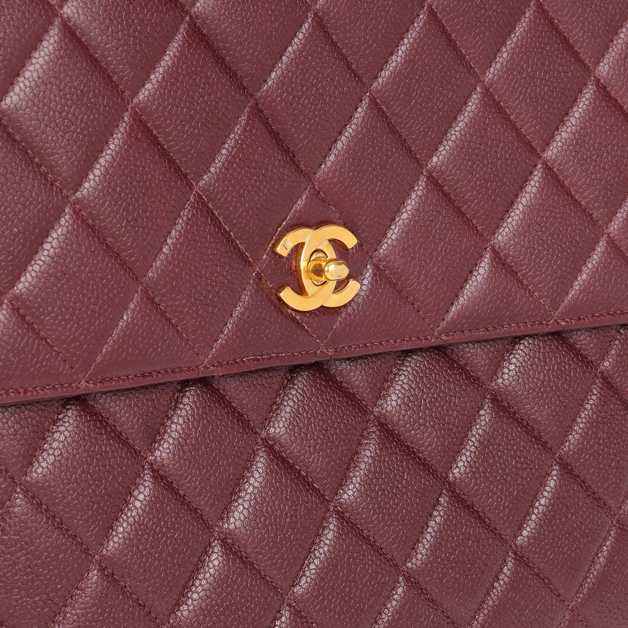 CHANEL Bordeaux Quilted Caviar Leather Vintage Classic Kelly For Sale 2