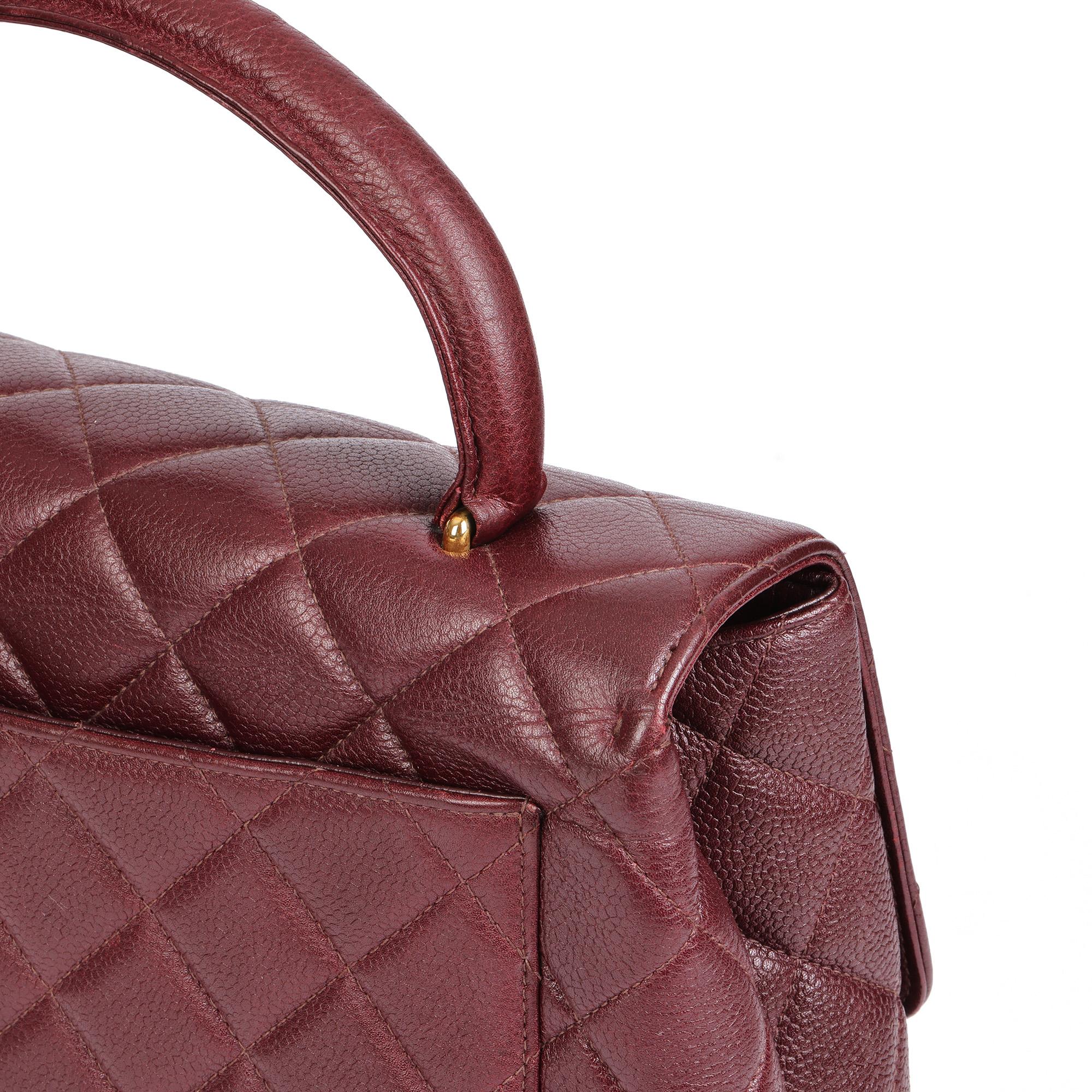 CHANEL Bordeaux Quilted Caviar Leather Vintage Classic Kelly For Sale 3