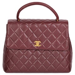 CHANEL Bordeaux Quilted Caviar Leather Vintage Classic Kelly 
