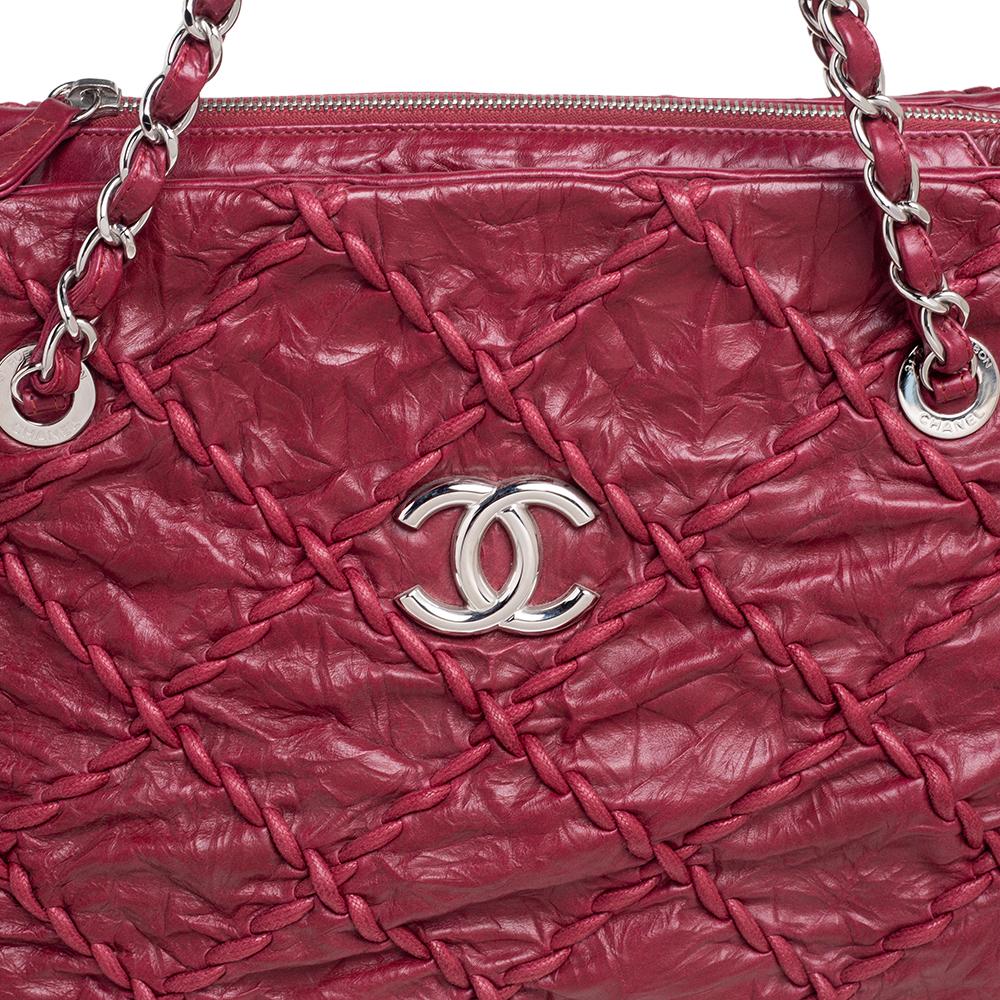 Chanel Bordeaux Quilted Crinkled Leather Ultra Stitch Tote 1