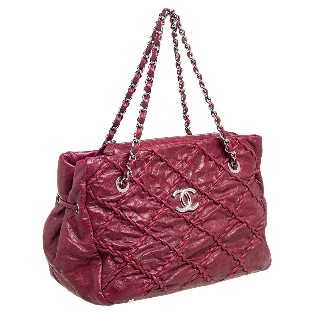 Chanel Bordeaux Quilted Crinkled Leather Ultra Stitch Tote 2