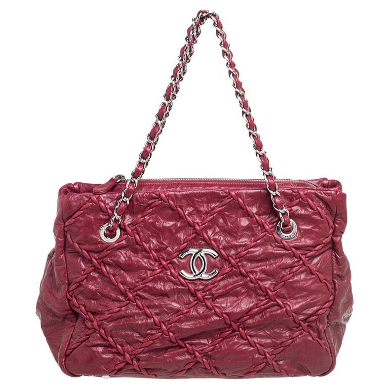 Chanel Bordeaux Quilted Crinkled Leather Ultra Stitch Tote at 1stDibs