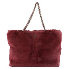 Chanel Bordeaux Rabbit Fur Lapin Chain Shopper tote bag 618cas616 