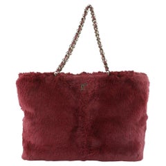 Chanel Bordeaux Rabbit Fur Lapin Chain Shopper tote bag 618cas616