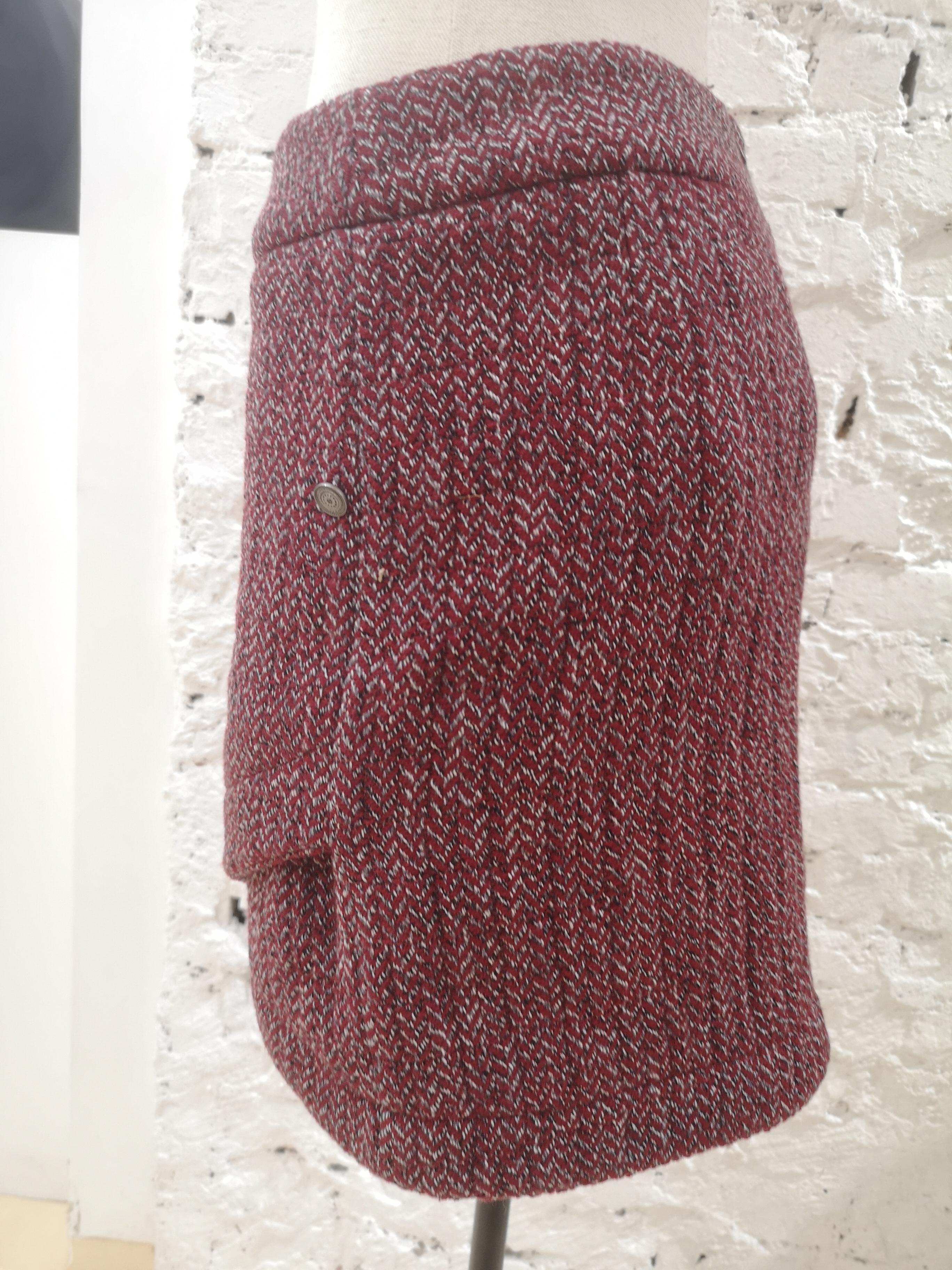 Brown Chanel bordeaux wool skirt 