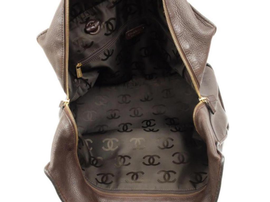 Black Chanel Boston 223850 Brown Leather Shoulder Bag For Sale