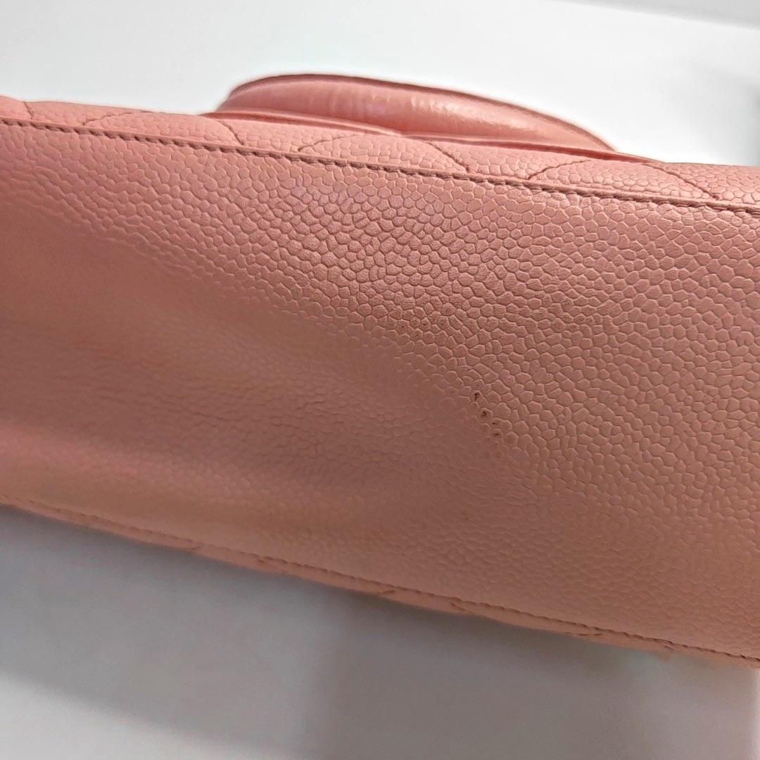 Chanel Boston Bowling Bag Petit sac à main en cuir caviar rose en vente 8