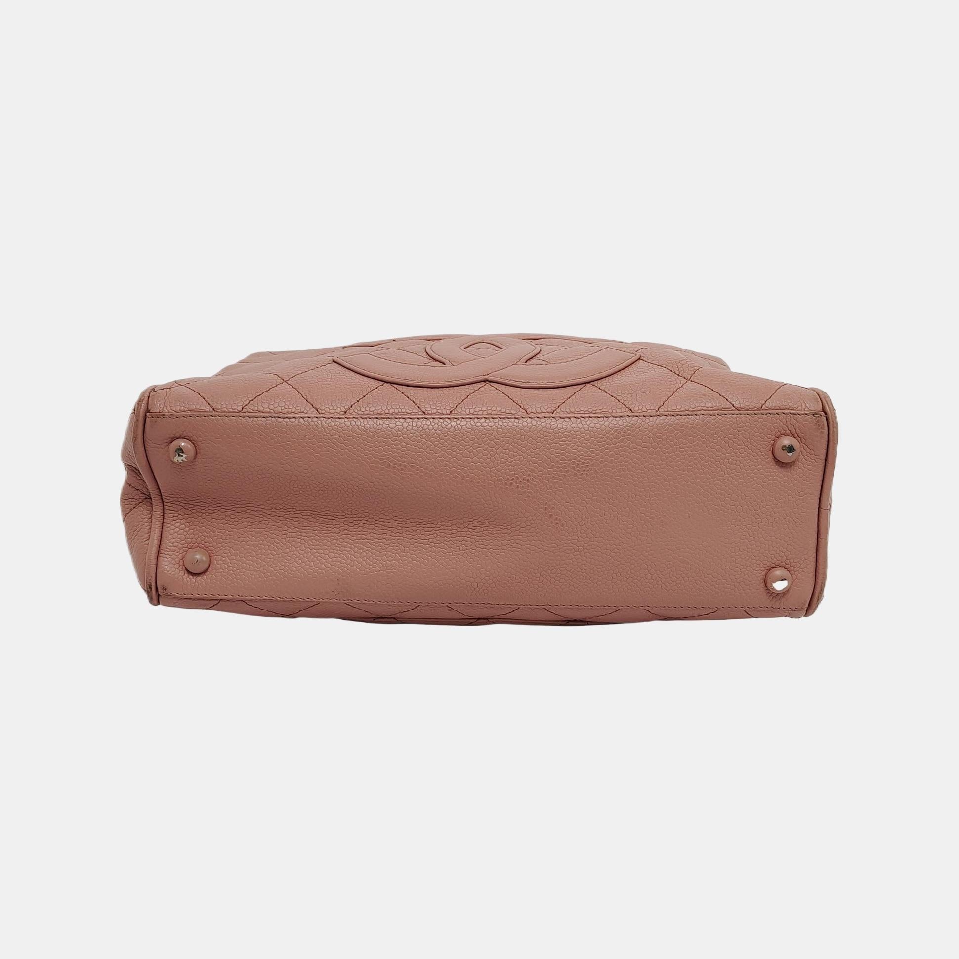 Chanel Boston Bowling Bag Petit sac à main en cuir caviar rose Pour femmes en vente