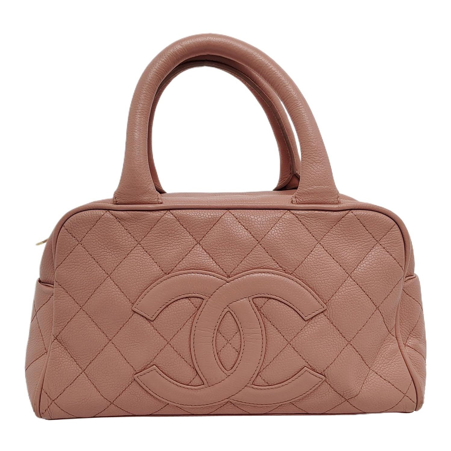 Chanel Boston Bowling Bag Pink Caviar Leather Small Top Handle Bag