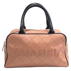 Chanel Boston Bowling Bag Small Brown Caviar Leather Black Top Handle Bag, 2000