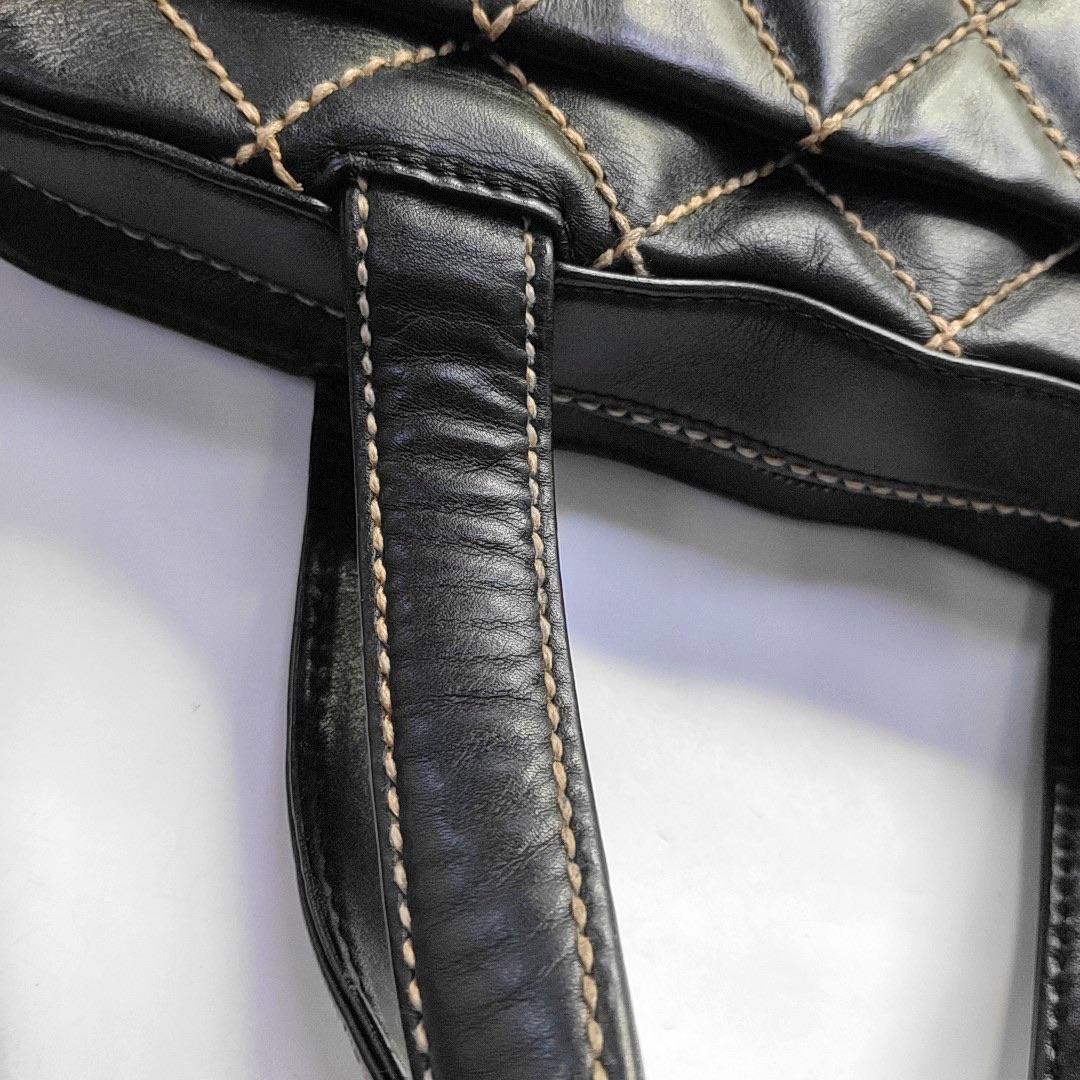 Chanel Boston Wild Stitch Black Top Handle Zip Opening Bag in vendita 5