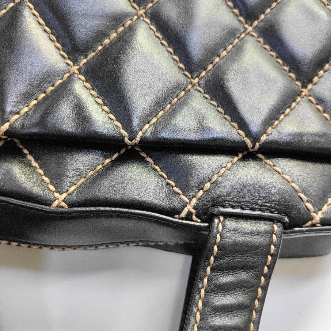 Chanel Boston Wild Stitch Black Top Handle Zip Opening Bag in vendita 6