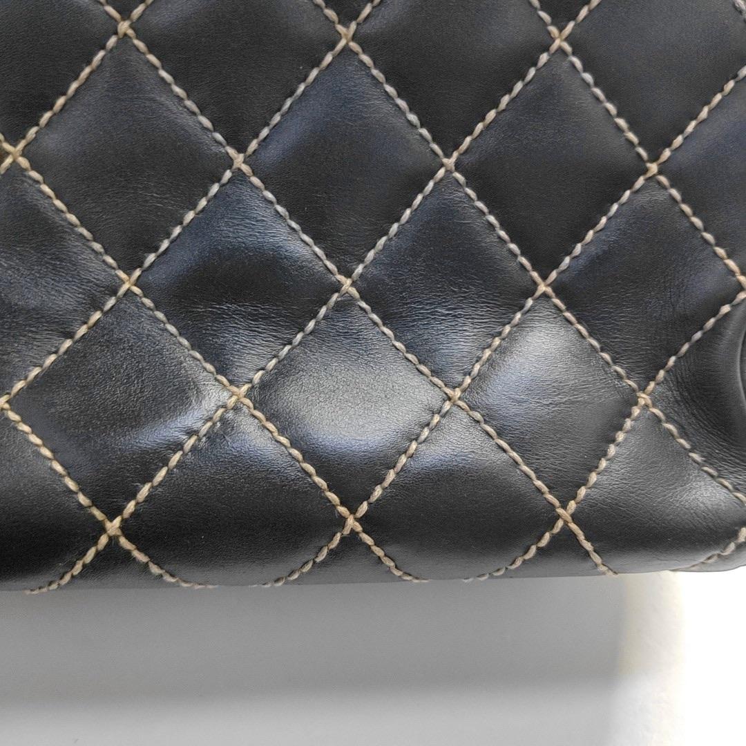 Chanel Boston Wild Stitch Black Top Handle Zip Opening Bag in vendita 4