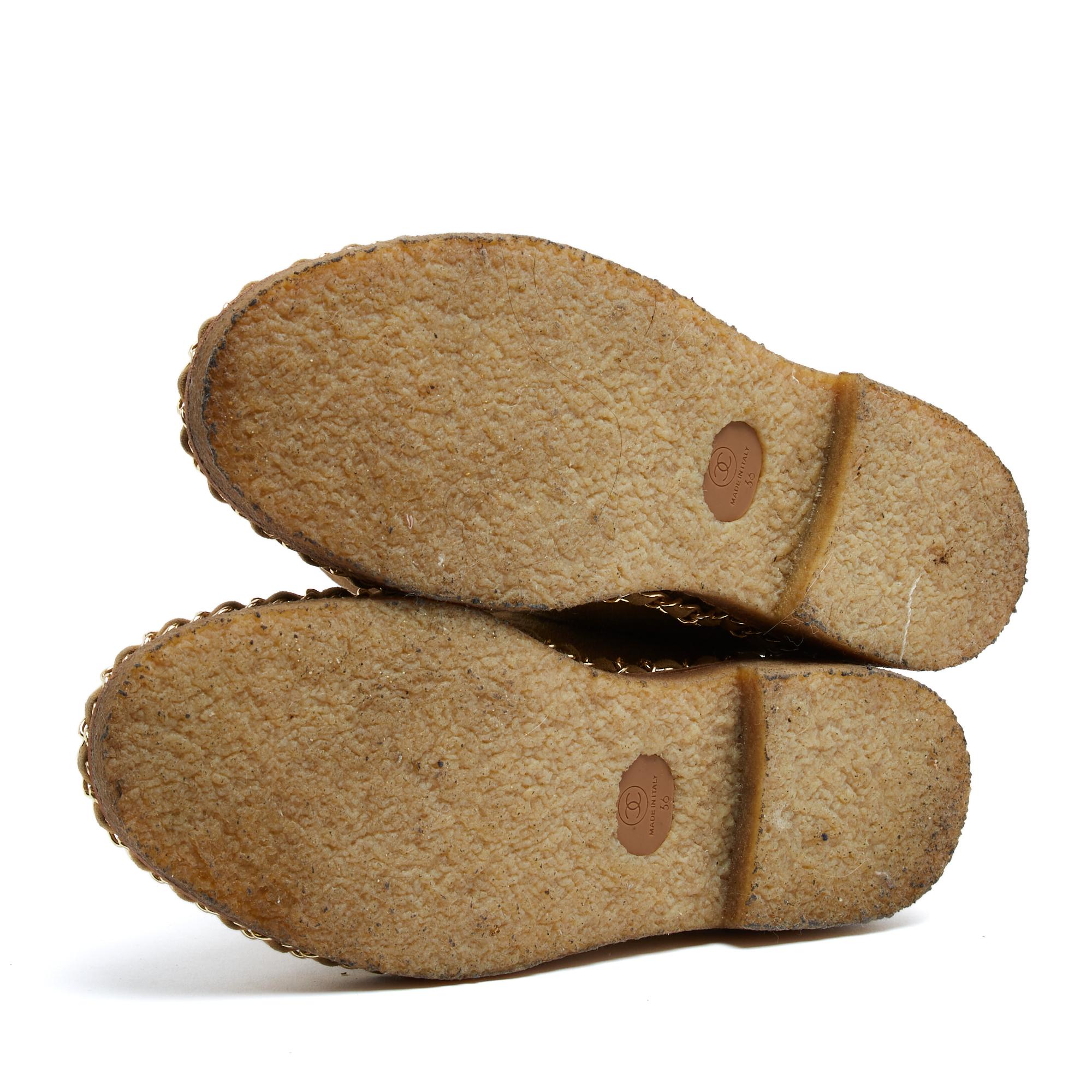 Donna Chanel Bottines 2 tons EU36 Classic 2 tones Coco Neige Suede Chain Boots UK3.5 U in vendita