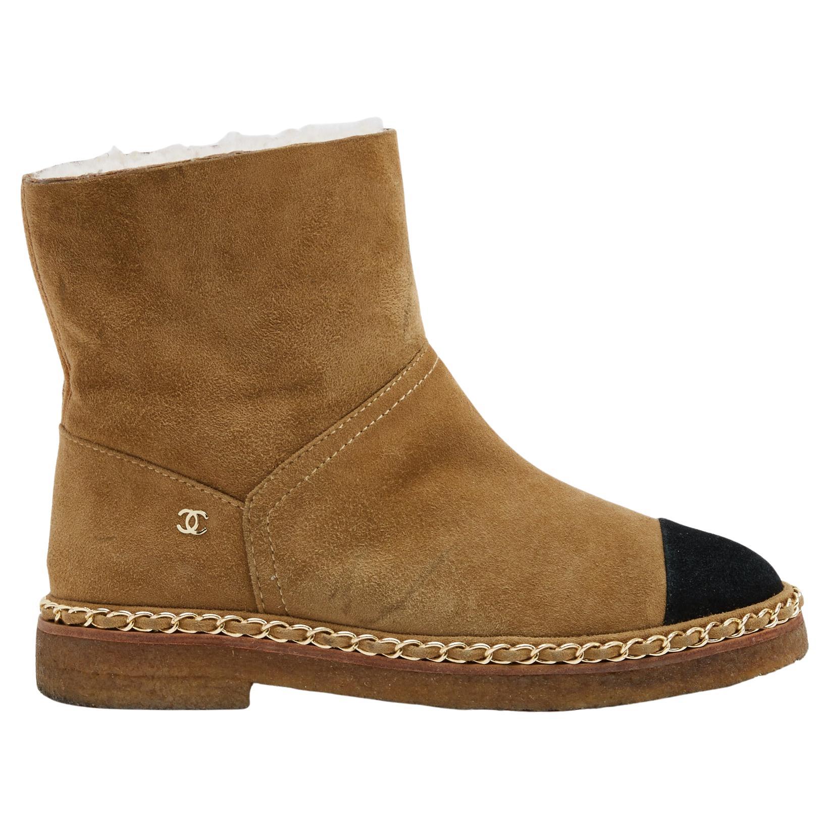 Chanel Bottines 2 tons EU36 Classic 2 tones Coco Neige Suede Chain Boots UK3.5 U