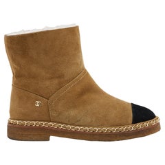 Chanel Bottines 2 tons EU36 Classic 2 tones Coco Neige Suede Chain Boots UK3.5 U