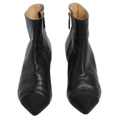 Chanel Bottines Cuir Pointu Noir EU39.5 Black Leather Pointy Boots UK6 US8.5