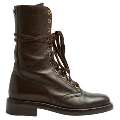Chanel Bottines EU39 CC Dark Brown Patina Army Boots UK6 US8.5