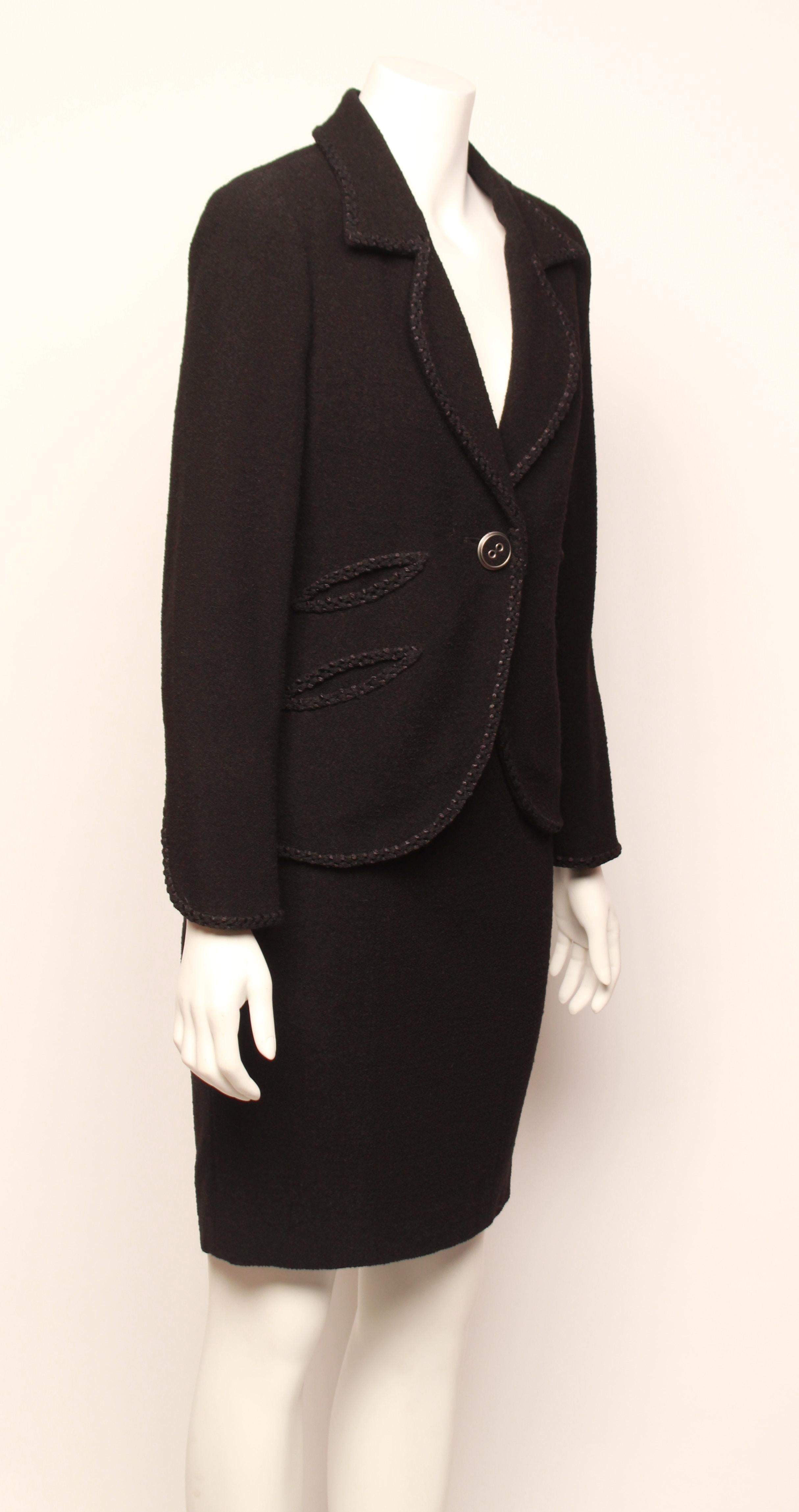 Black CHANEL Boucle' Skirt Suit Ensemble