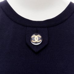 CHANEL BOUTIQUE 1992 Collection 28 LAGERFELD navy CC logo knitted vest FR34 XS