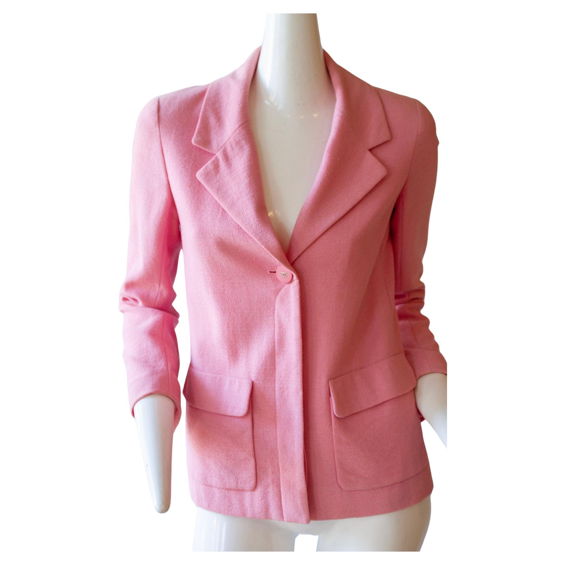 Chanel Boutique 1998 Cruise Collection Pink Blazer  For Sale