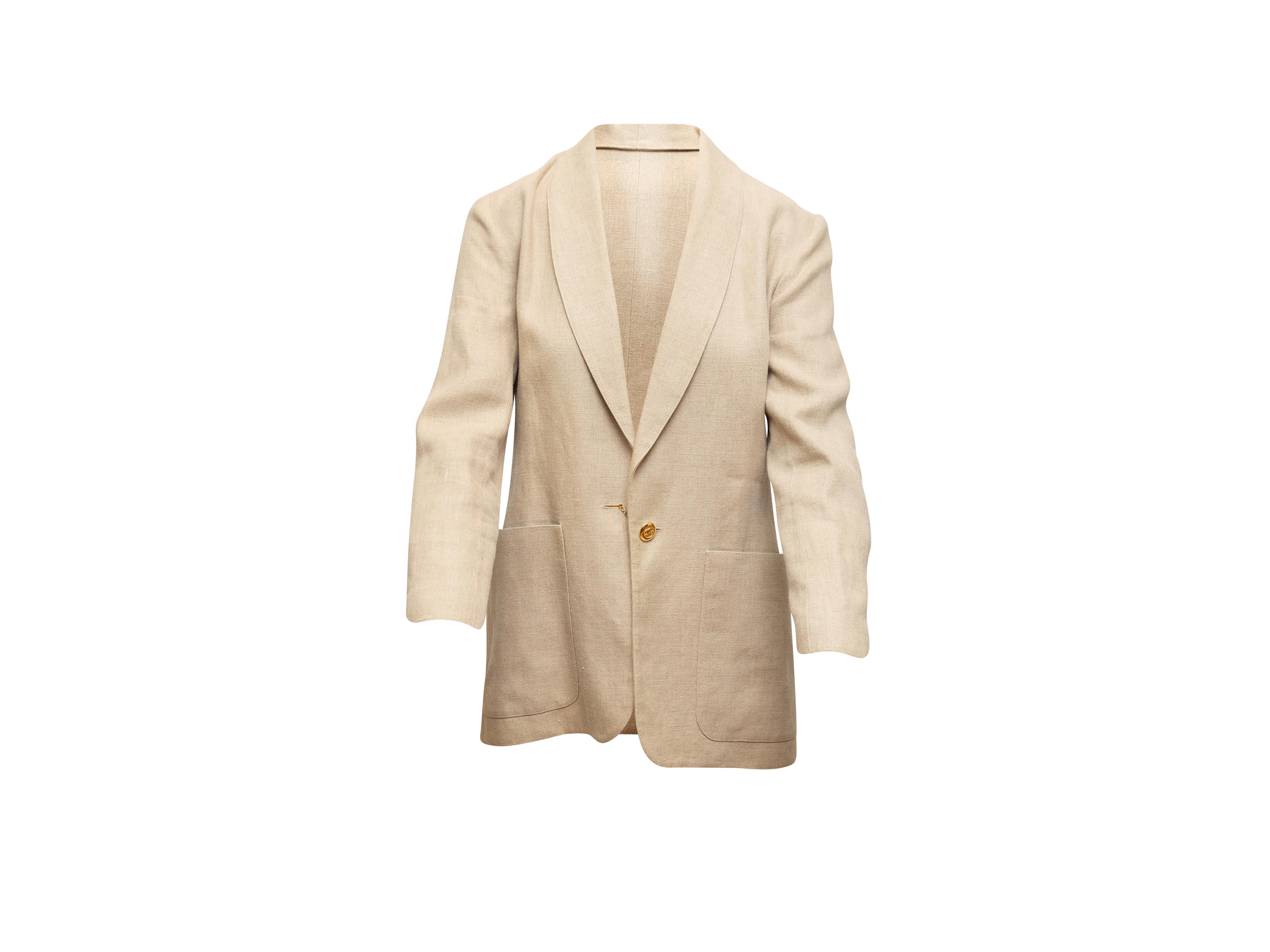 Chanel Boutique Beige Linen Blazer In Good Condition In New York, NY