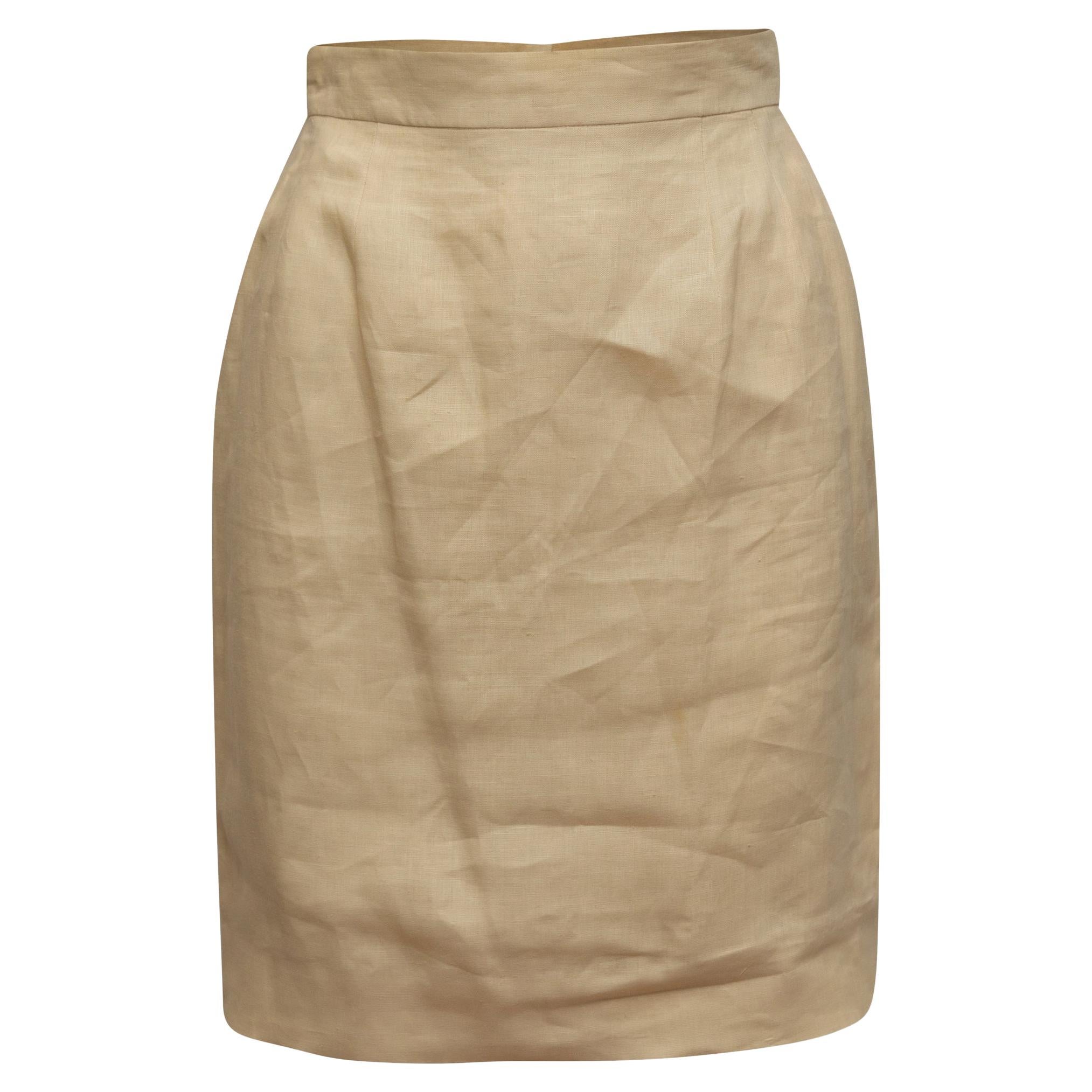 Chanel Boutique Beige Linen Skirt