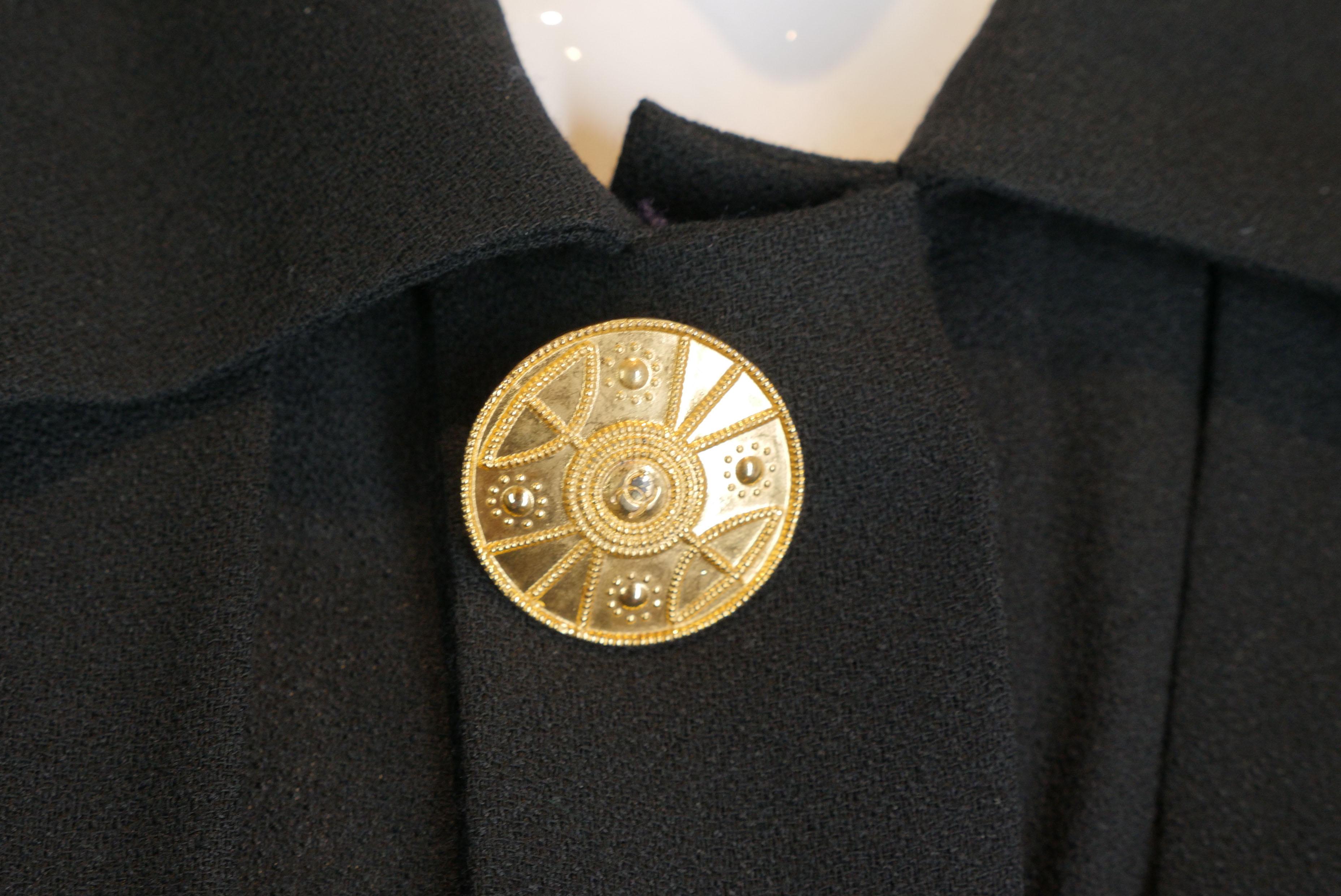 Black Chanel Boutique Dress w/ Gold Hardware Buttons/Belt
