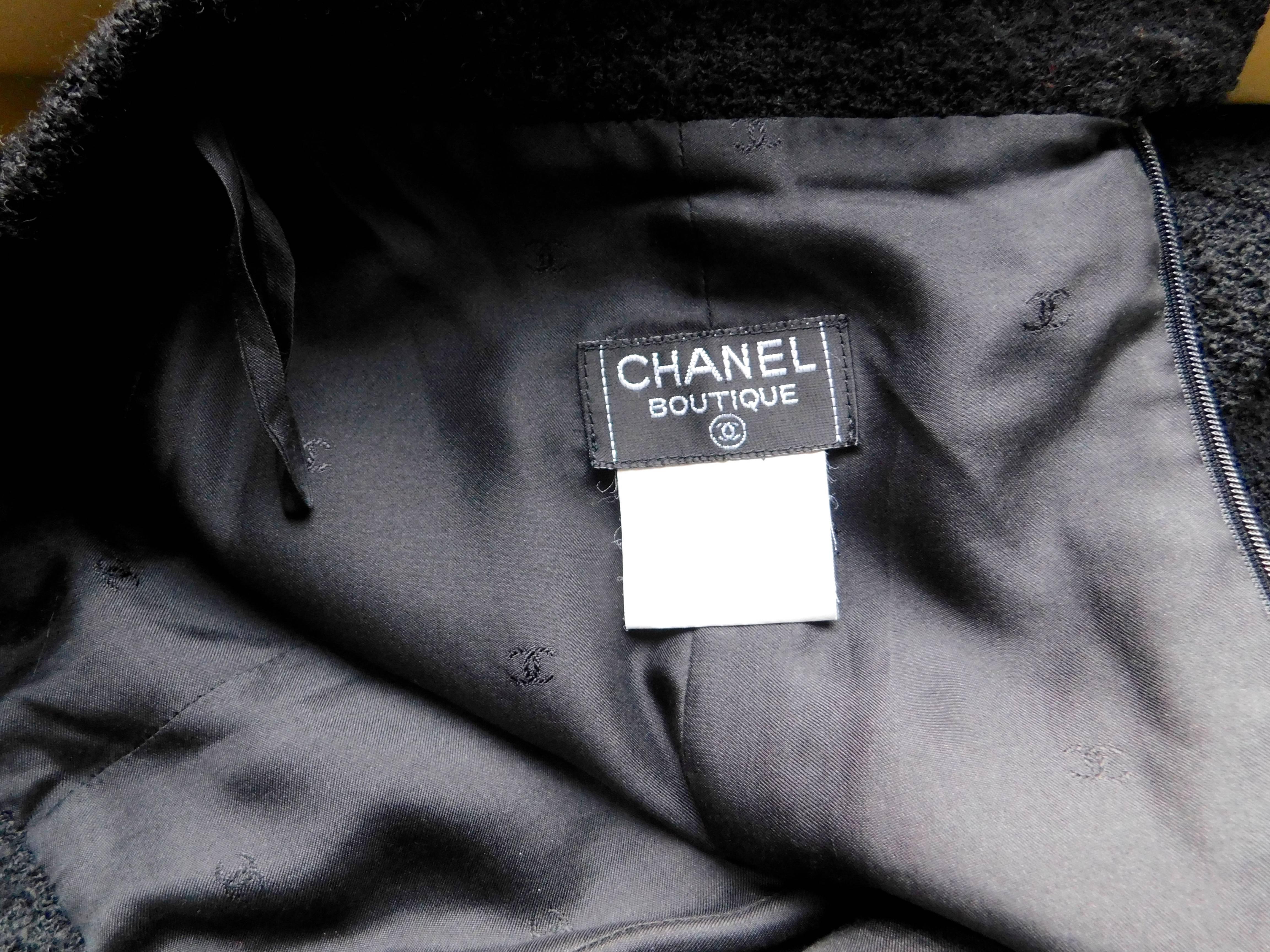 Chanel Boutique Black Boucle Wool Mini Skirt 1
