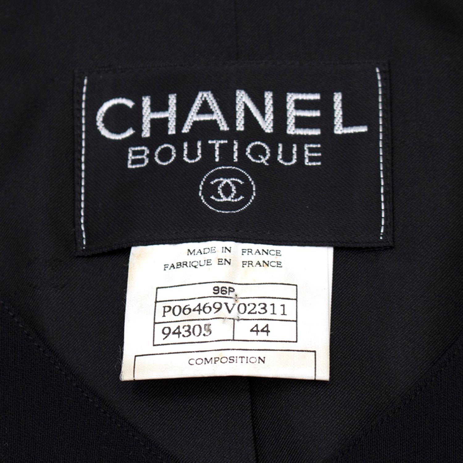 Chanel Boutique Black Lightweight Wool Blazer US size 12 1