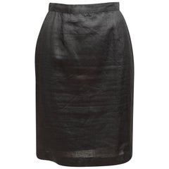 Chanel Boutique Black Linen Pencil Skirt