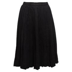 Chanel Boutique Black Pleated Wool Skirt