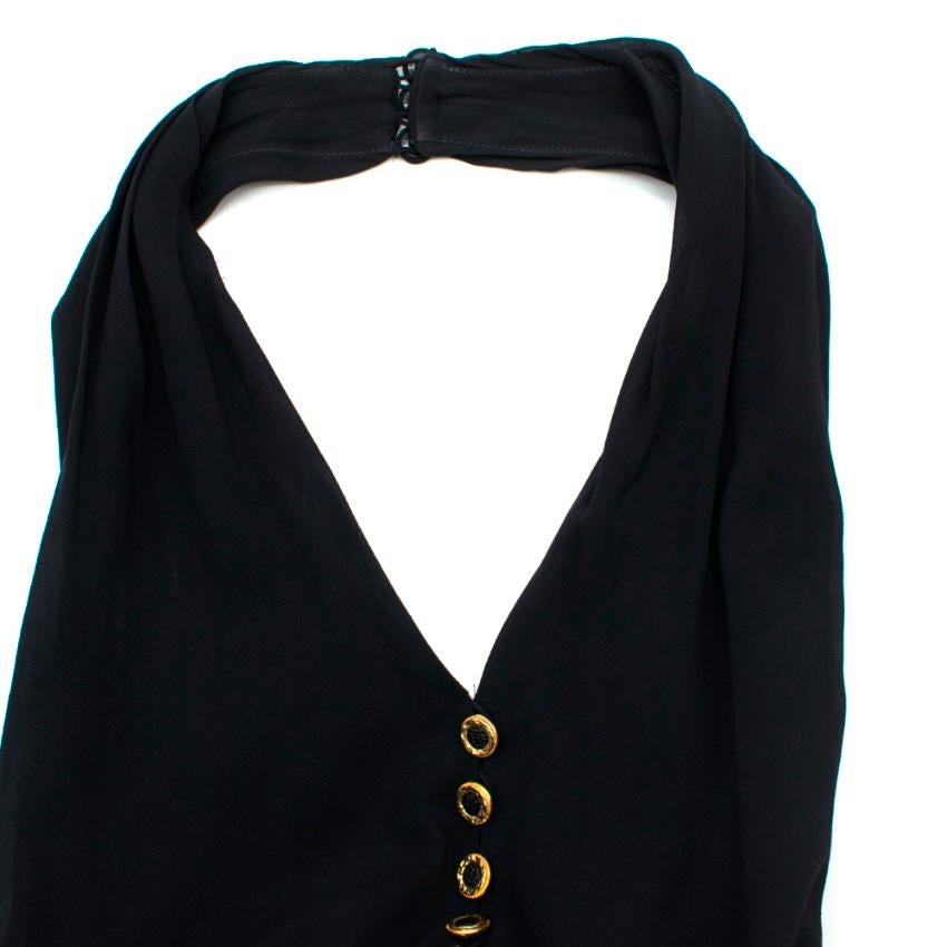 Women's Chanel Boutique Black Silk Pleated Halterneck Dress - Size US 6 For Sale