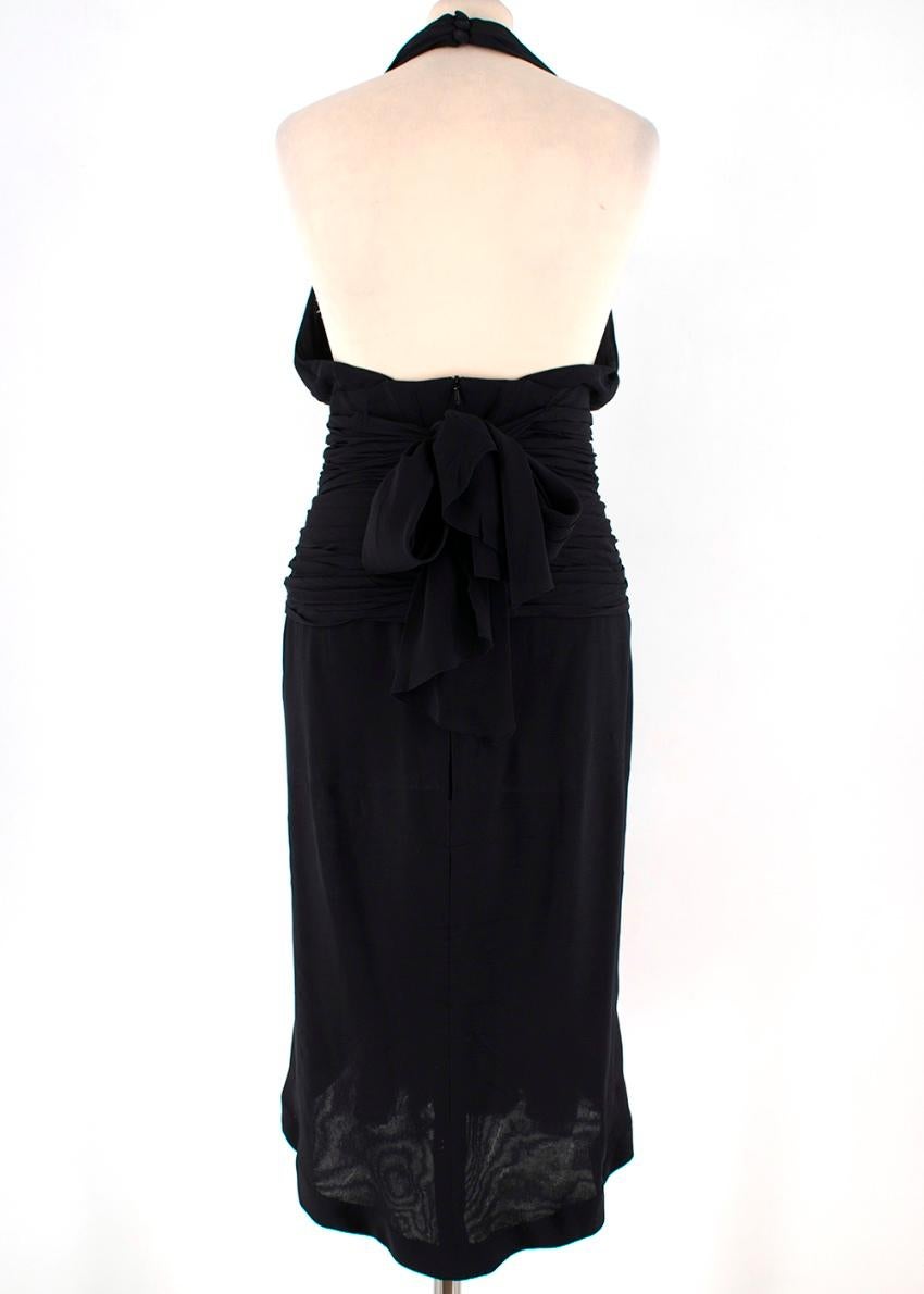 Chanel Boutique Black Silk Pleated Halterneck Dress - Size US 6 For Sale 1
