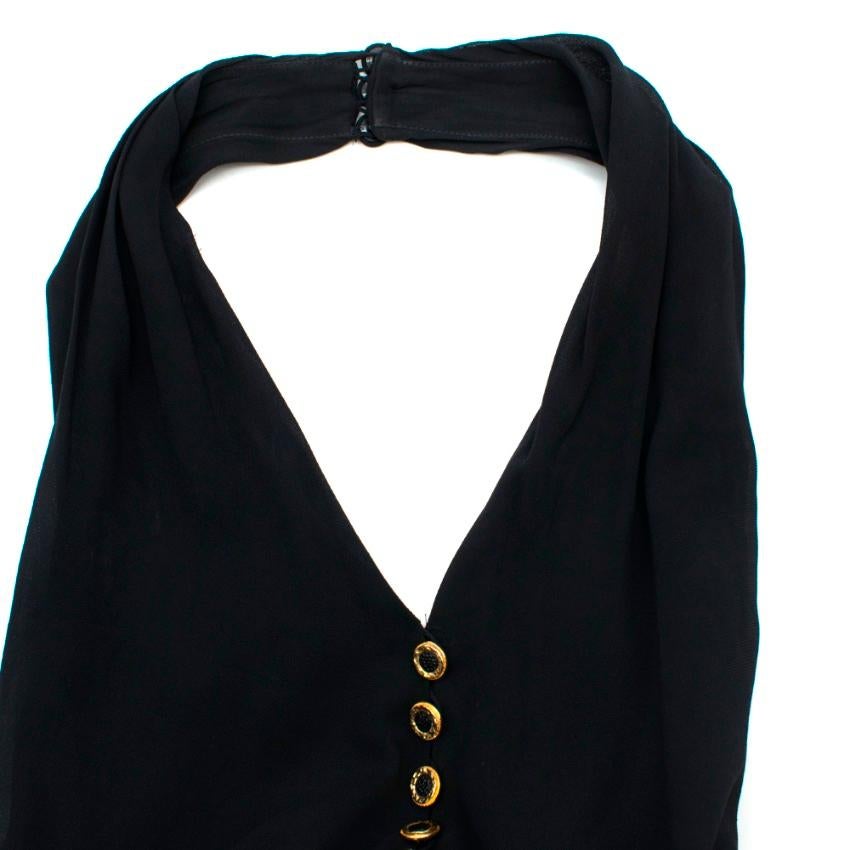 Women's Chanel Boutique Black Silk Pleated Halterneck Dress - Size US 6